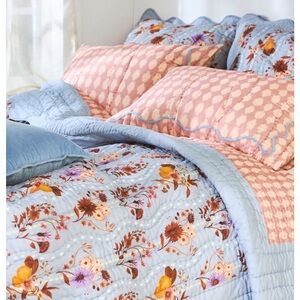 Anthropologie Iluka Cotton Floral Quilt